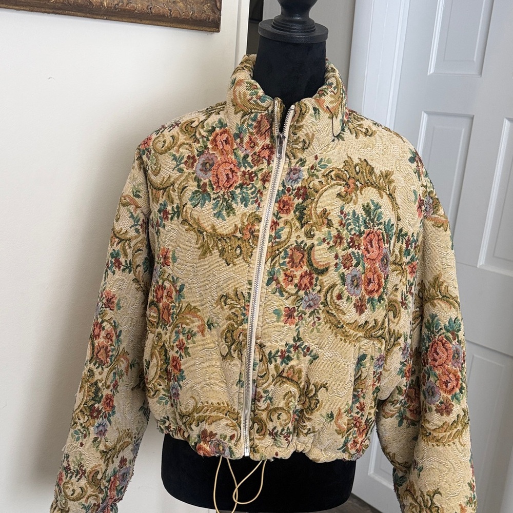 Le Lis Brocade Bomber Jacket Size Large